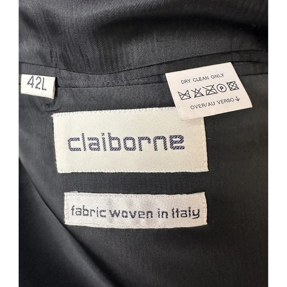 Claiborne Wool Blend Blazer Italian Sport Coat Preppy Black Men's 42 L